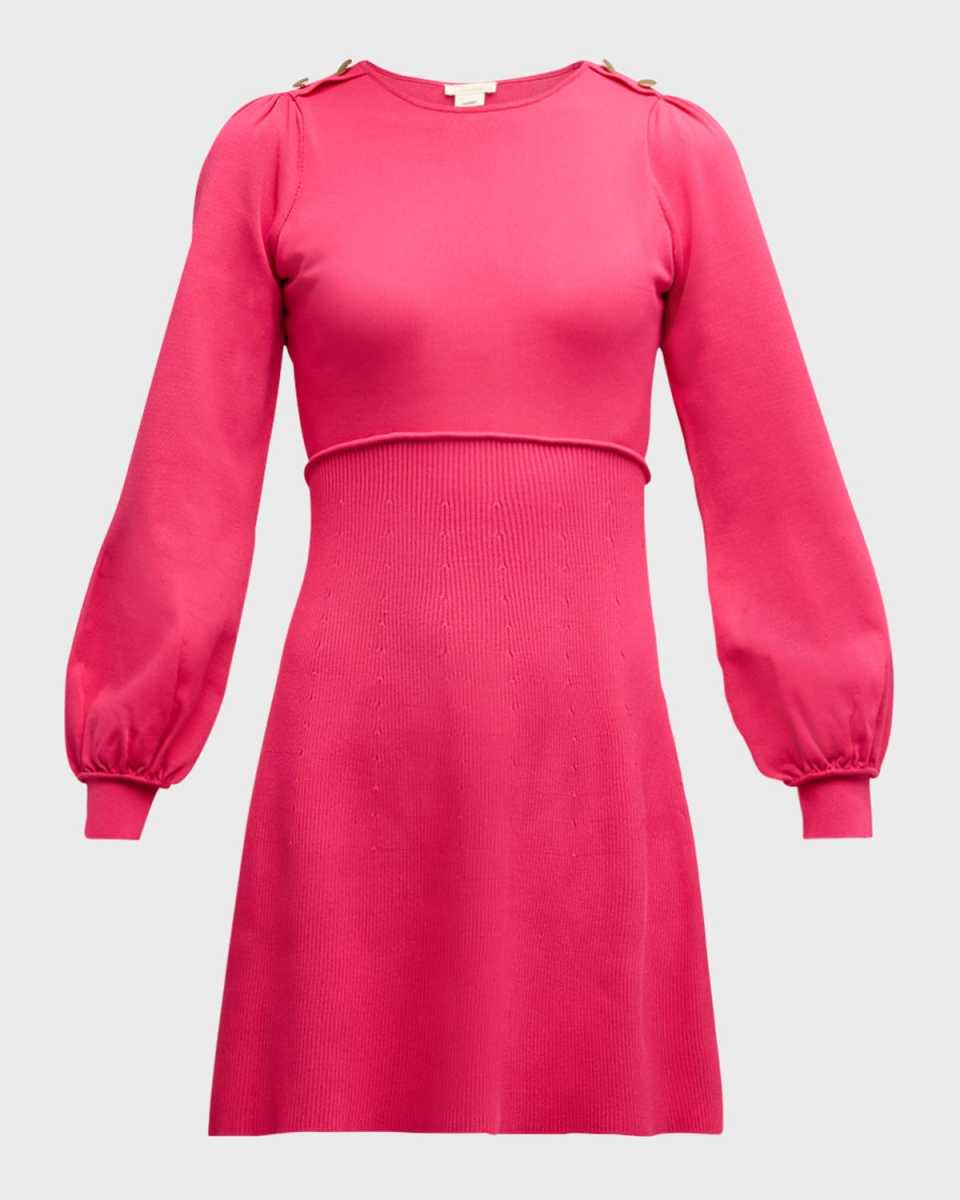Julia Blouson-Sleeve Knit Mini Dress